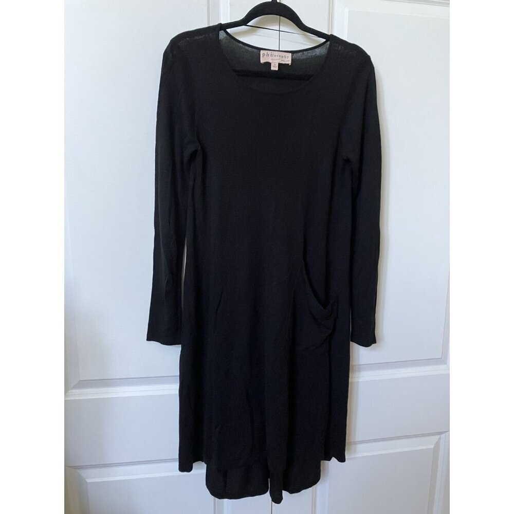 Philosophy Dress Womens M Black‎ Long Sleeve Knit Sweater Lagenlook Artsy Boho